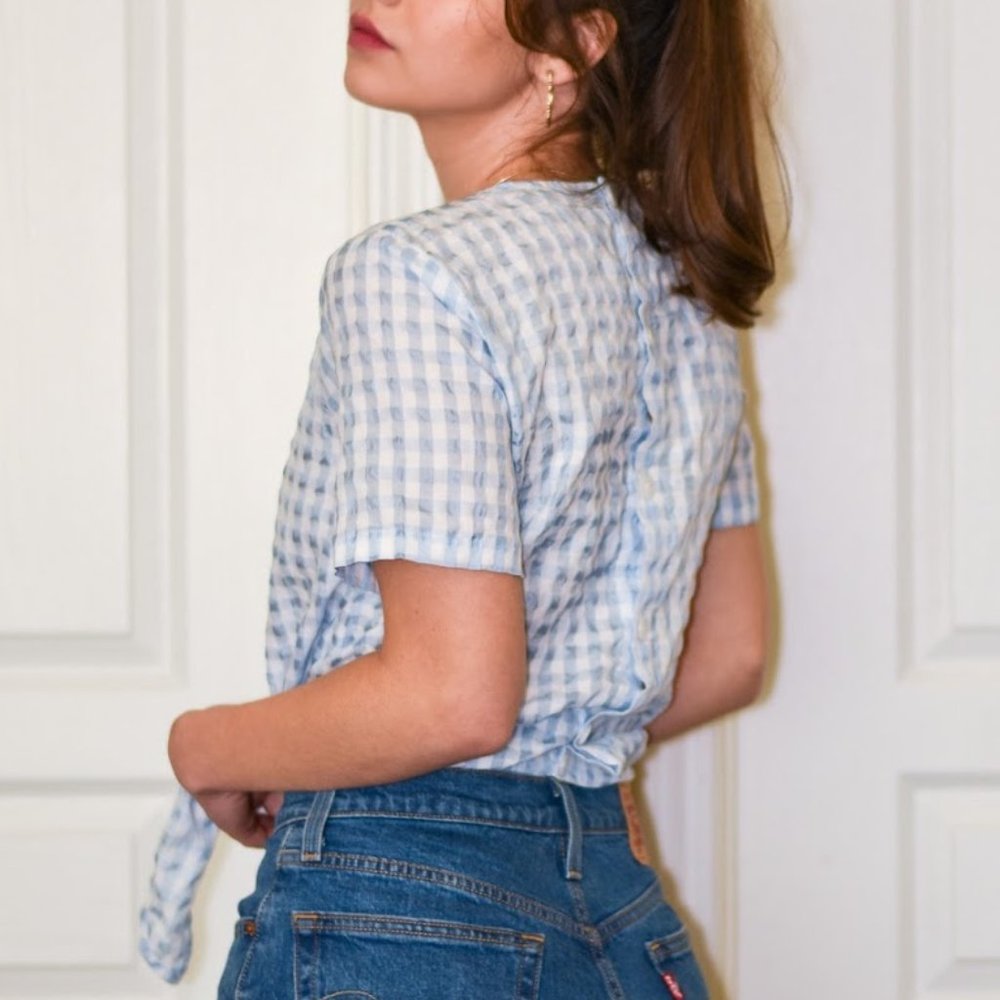 Blue Gingham Madewell Tie-top